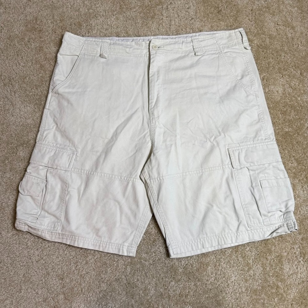 Steve & Barry's Cargo Shorts Mens 40 White‎ Beige Cotton Utility Pockets Relaxed